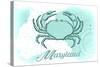 Maryland - Crab - Teal - Coastal Icon-Lantern Press-Stretched Canvas