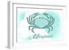 Maryland - Crab - Teal - Coastal Icon-Lantern Press-Framed Art Print