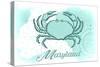 Maryland - Crab - Teal - Coastal Icon-Lantern Press-Stretched Canvas