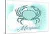 Maryland - Crab - Teal - Coastal Icon-Lantern Press-Stretched Canvas