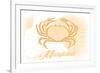 Maryland - Crab - Yellow - Coastal Icon-Lantern Press-Framed Premium Giclee Print