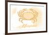 Maryland - Crab - Yellow - Coastal Icon-Lantern Press-Framed Premium Giclee Print