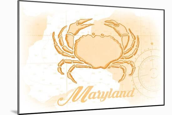 Maryland - Crab - Yellow - Coastal Icon-Lantern Press-Mounted Art Print