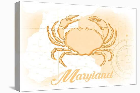 Maryland - Crab - Yellow - Coastal Icon-Lantern Press-Stretched Canvas