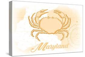 Maryland - Crab - Yellow - Coastal Icon-Lantern Press-Stretched Canvas