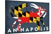 Maryland Flag Crab - Annapolis, Maryland-Lantern Press-Stretched Canvas