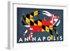 Maryland Flag Crab - Annapolis, Maryland-Lantern Press-Framed Art Print