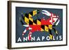 Maryland Flag Crab - Annapolis, Maryland-Lantern Press-Framed Art Print