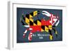 Maryland Flag Crab - St. Michaels, Maryland-Lantern Press-Framed Art Print