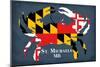 Maryland Flag Crab - St. Michaels, Maryland-Lantern Press-Mounted Art Print