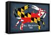 Maryland Flag Crab - St. Michaels, Maryland-Lantern Press-Framed Stretched Canvas