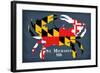 Maryland Flag Crab - St. Michaels, Maryland-Lantern Press-Framed Art Print