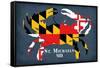 Maryland Flag Crab - St. Michaels, Maryland-Lantern Press-Framed Stretched Canvas