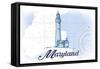 Maryland - Lighthouse - Blue - Coastal Icon-Lantern Press-Framed Stretched Canvas