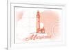 Maryland - Lighthouse - Coral - Coastal Icon-Lantern Press-Framed Premium Giclee Print