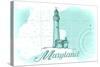 Maryland - Lighthouse - Teal - Coastal Icon-Lantern Press-Stretched Canvas