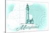 Maryland - Lighthouse - Teal - Coastal Icon-Lantern Press-Stretched Canvas