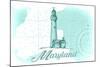 Maryland - Lighthouse - Teal - Coastal Icon-Lantern Press-Mounted Art Print