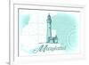 Maryland - Lighthouse - Teal - Coastal Icon-Lantern Press-Framed Art Print