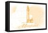Maryland - Lighthouse - Yellow - Coastal Icon-Lantern Press-Framed Stretched Canvas