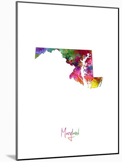 Maryland Map-Michael Tompsett-Mounted Art Print