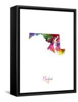 Maryland Map-Michael Tompsett-Framed Stretched Canvas