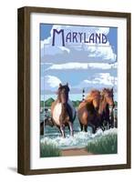 Maryland - Pony Swim-Lantern Press-Framed Art Print