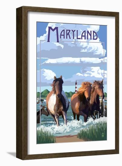 Maryland - Pony Swim-Lantern Press-Framed Art Print