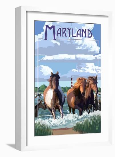 Maryland - Pony Swim-Lantern Press-Framed Art Print