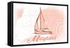 Maryland - Sailboat - Coral - Coastal Icon-Lantern Press-Framed Stretched Canvas