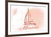 Maryland - Sailboat - Coral - Coastal Icon-Lantern Press-Framed Art Print