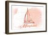 Maryland - Sailboat - Coral - Coastal Icon-Lantern Press-Framed Art Print