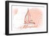 Maryland - Sailboat - Coral - Coastal Icon-Lantern Press-Framed Art Print