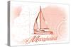 Maryland - Sailboat - Coral - Coastal Icon-Lantern Press-Stretched Canvas