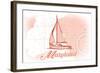 Maryland - Sailboat - Coral - Coastal Icon-Lantern Press-Framed Art Print