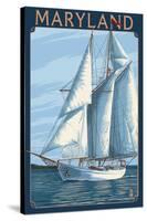 Maryland - Sailboat Scene-Lantern Press-Stretched Canvas