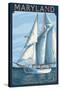 Maryland - Sailboat Scene-Lantern Press-Stretched Canvas