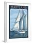 Maryland - Sailboat Scene-Lantern Press-Framed Art Print