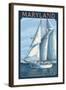 Maryland - Sailboat Scene-Lantern Press-Framed Art Print