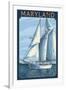 Maryland - Sailboat Scene-Lantern Press-Framed Art Print