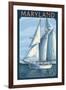 Maryland - Sailboat Scene-Lantern Press-Framed Art Print