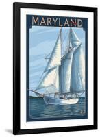 Maryland - Sailboat Scene-Lantern Press-Framed Art Print