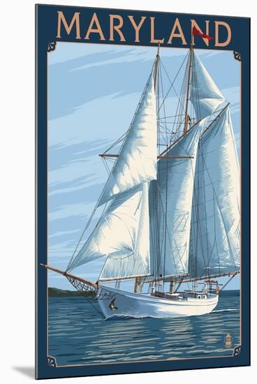 Maryland - Sailboat Scene-Lantern Press-Mounted Art Print