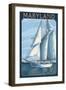 Maryland - Sailboat Scene-Lantern Press-Framed Art Print