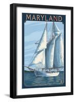 Maryland - Sailboat Scene-Lantern Press-Framed Art Print