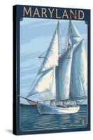 Maryland - Sailboat Scene-Lantern Press-Stretched Canvas