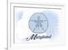 Maryland - Sand Dollar - Blue - Coastal Icon-Lantern Press-Framed Premium Giclee Print