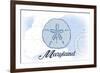 Maryland - Sand Dollar - Blue - Coastal Icon-Lantern Press-Framed Premium Giclee Print