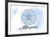 Maryland - Sand Dollar - Blue - Coastal Icon-Lantern Press-Framed Premium Giclee Print