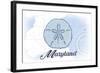 Maryland - Sand Dollar - Blue - Coastal Icon-Lantern Press-Framed Art Print